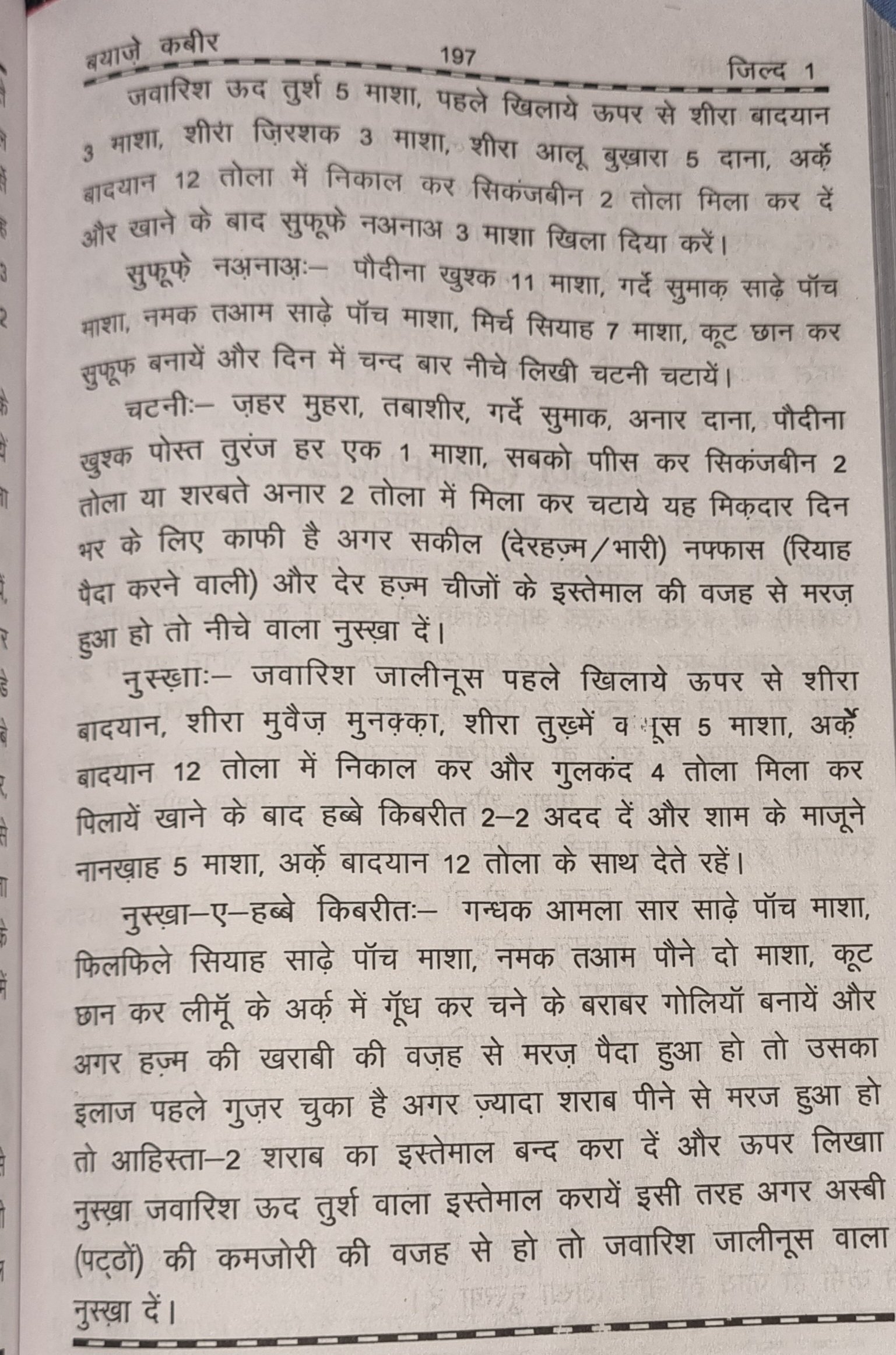 भूख न लगना के इलाज के नुस्खे - बयाज़े कबीर पृष्ठ 197
